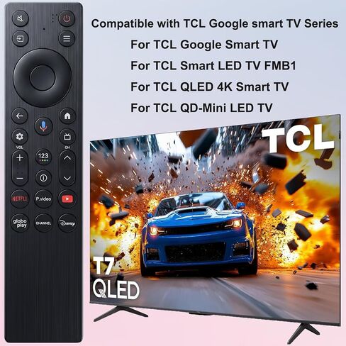 New Voice Remote Control for TCL TV Remote,for TCL Google TV Remote | Compatible with TCL QM5K/QM6k/QM7K LED QLED HDR QD-Mini 4K Google Smart TVs in Kuwait