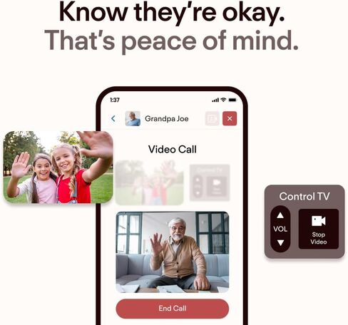 JubileeTV Remote Care System for Seniors — Stay Connected Through Their TV | Control TV Remotely from Your Phone | Video Calls, Reminders & Monitoring | Simple Setup + Voice Remote in Kuwait