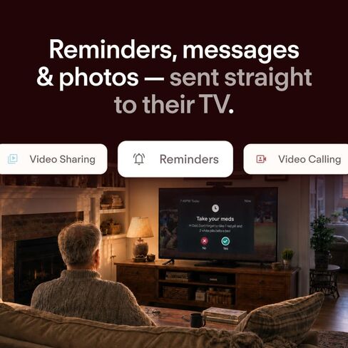 JubileeTV Remote Care System for Seniors — Stay Connected Through Their TV | Control TV Remotely from Your Phone | Video Calls, Reminders & Monitoring | Simple Setup + Voice Remote in Kuwait