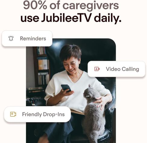 JubileeTV Remote Care System for Seniors — Stay Connected Through Their TV | Control TV Remotely from Your Phone | Video Calls, Reminders & Monitoring | Simple Setup + Voice Remote in Kuwait