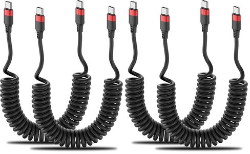 Coiled USB C to USB C Cable, 2 Pack 3FT USBC Car Charger Cord, USBC to USBC Coiled Cable Fast Charging for Carplay, iPhone 17/16/15 Plus/Pro Max, Samsung Galaxy S25 S24 S23, Pixel 10 9 in Saudi Arabia