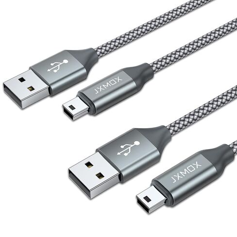JXMOX Mini USB Cable, (3.3ft 2 Pack) USB 2.0 Type A Male to Mini B Charging Cord Compatible with Hero 3+, PS3 Controller, Digital Camera, Dash Cam, MP3 Player, Garmin Nuvi GPS, GPS Receiver in Saudi Arabia
