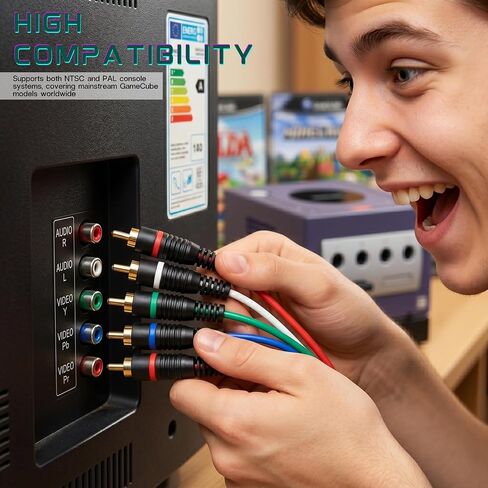 NGC Component Cable Adapter, Video Game Adapter, Component AV Cable for NGC Console, Supports Video and Audio, 3RCA and 2RCA, Plug & Play in Saudi Arabia
