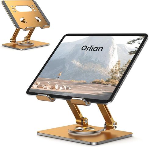 Orlian Tablet Stand Holder with Thickened 360°Rotating Base Dual Rod Adjustable 5.8-12.9"Aluminum Stand in Kuwait