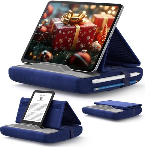 JSAUX Tablet Pillow Stand for Bed, Tablet Holder for iPad, 4-11", Navy Blue | Multi-Angle Viewing, Foldable, Pencil Holder, For Kindle, Tablets, Phones & E-Readers, 4-11" Devices, Lap, Bed & Desk in Kuwait