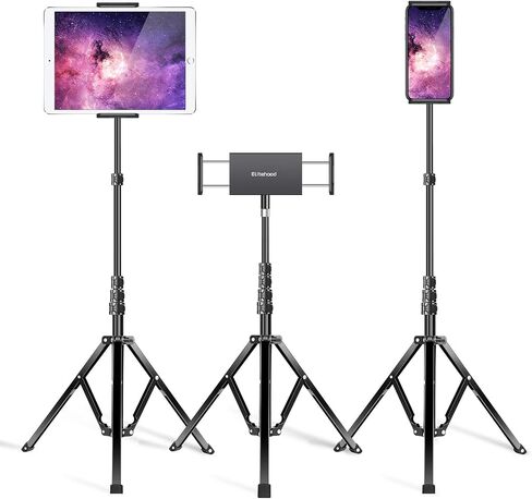 elitehood Aluminum iPad Stand Tripod, 65'' Tall Floor Tripod for iPad | Heavy Duty Aluminum Tablet Tripod, Easy Adjustable iPad Holder Stand for Music, Designed for Musicians, Fits 4.7-13in Tablets in Saudi Arabia