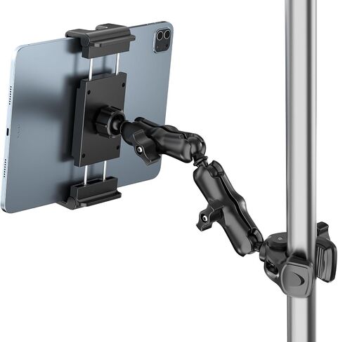 PLDHPRO Tablet Holder for Mic Stand 360° Swivel iPad Music Stand Mount for Microphone with Clamp, Musicians Stage Portable Stands Guitar Tripod Accessories Compatible 5.5-14.6'' Devices in Saudi Arabia