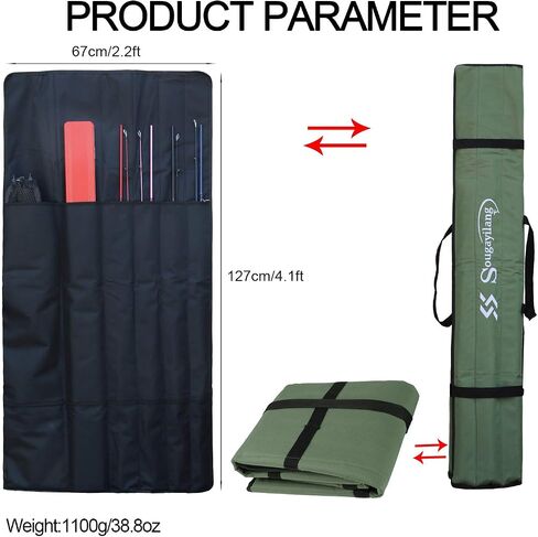 Sougayilang Fishing Rod Bag Canvas Rod Case Organizer Pole Storage Bag Fishing Rod and Reel Carrier Organizer for Travel, Gift for Father, Boyfriend and Family in Saudi Arabia