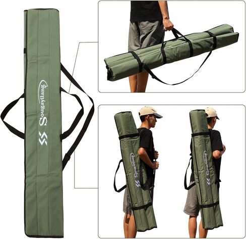 Sougayilang Fishing Rod Bag Canvas Rod Case Organizer Pole Storage Bag Fishing Rod and Reel Carrier Organizer for Travel, Gift for Father, Boyfriend and Family in Saudi Arabia