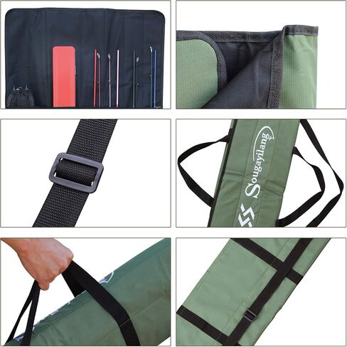 Sougayilang Fishing Rod Bag Canvas Rod Case Organizer Pole Storage Bag Fishing Rod and Reel Carrier Organizer for Travel, Gift for Father, Boyfriend and Family in Saudi Arabia