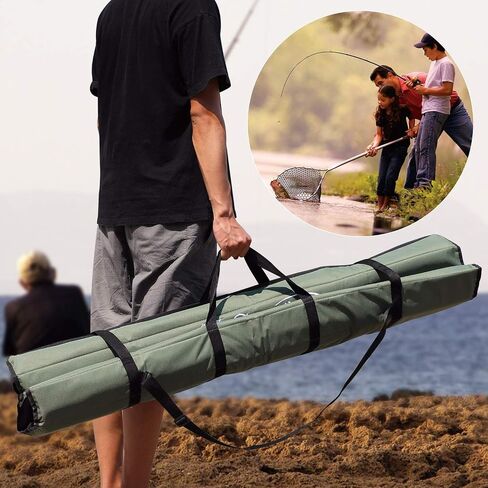Sougayilang Fishing Rod Bag Canvas Rod Case Organizer Pole Storage Bag Fishing Rod and Reel Carrier Organizer for Travel, Gift for Father, Boyfriend and Family in Saudi Arabia