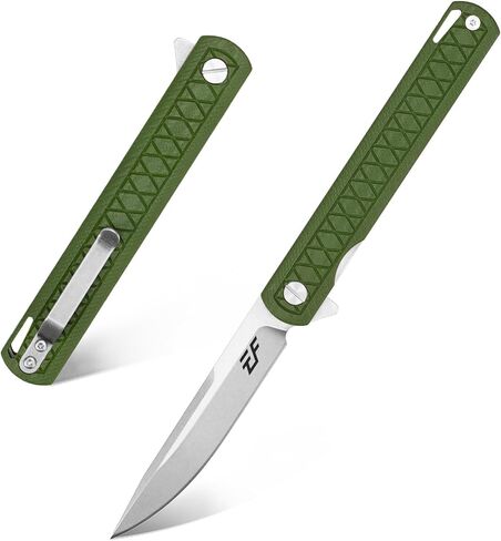 Eafengrow EF16 Folding Knife Flipper Ball Bearing Point D2 Blade G10 Handle with Pocket Clip Everday Carry Pocket Knife Liner Lock Camping Tactical Outdoor Multitool (Jade) in Saudi Arabia