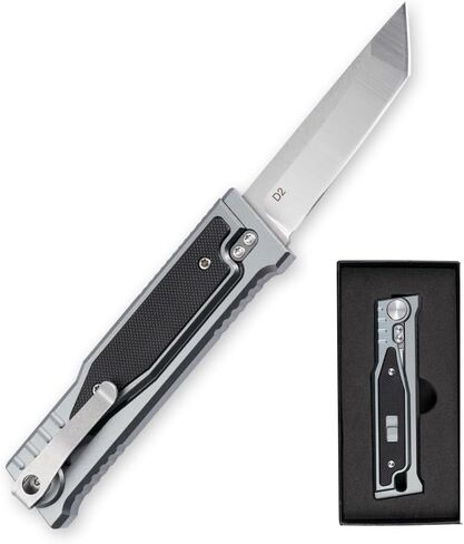 cckk Pocket Knife, Folding Knife, Camping Outdoor edc Knives with Clip 3.15" Steel Blade Aluminium Inlay G10 Handle, Camping Folding Knives for Men Woman (Square Blade) in Saudi Arabia