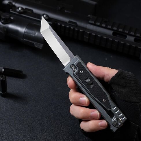 cckk Pocket Knife, Folding Knife, Camping Outdoor edc Knives with Clip 3.15" Steel Blade Aluminium Inlay G10 Handle, Camping Folding Knives for Men Woman (Square Blade) in Saudi Arabia
