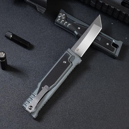 cckk Pocket Knife, Folding Knife, Camping Outdoor edc Knives with Clip 3.15" Steel Blade Aluminium Inlay G10 Handle, Camping Folding Knives for Men Woman (Square Blade) in Saudi Arabia