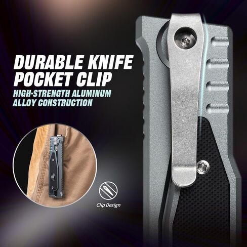 cckk Pocket Knife, Folding Knife, Camping Outdoor edc Knives with Clip 3.15" Steel Blade Aluminium Inlay G10 Handle, Camping Folding Knives for Men Woman (Square Blade) in Saudi Arabia