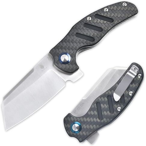 Kizer C01C XL Sheepdog Pocket Knife, 3.9" D2 Blade, Liner Lock, Flipper | Wide Cleaver-Style Blade, Green G10 Handle with Clip, Folding Camping Survival Knives for Men Women, V5488M1 in Saudi Arabia