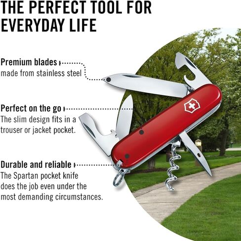 Victorinox Spartan Swiss Army Knife, 12 Functions, Swiss Made Pocket Knife with Corkscrew, Can Opener and Screwdriver - Red | corkscrew can opener multitool original Officer's knife in Kuwait