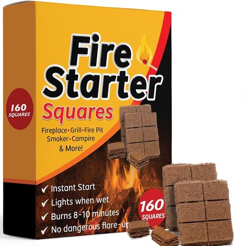 Bangerz Sunz Fire Starter Squares 160 Large Pack. Natural Fire Starters for Campfires, Camping Fire Starter Cubes, Grill, Charcoal Starter Cubes, BBQ Fire Starter, Grill Fire Starter Squares in Saudi Arabia