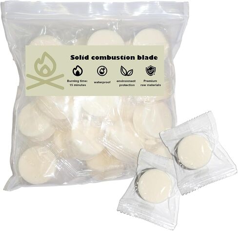 30 Solid Fuel Tablets Fire Starter, Quick Ignition for Grill, Stove, BBQ | Fireplaces, Campfires, Compact Dry Fuel Source for Indoor and Outdoor Use, Easy to carry in Saudi Arabia