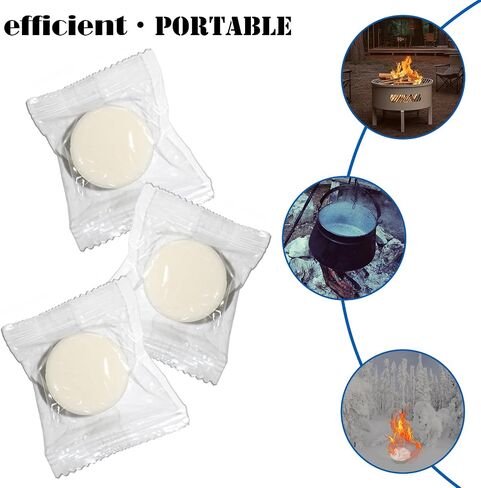 30 Solid Fuel Tablets Fire Starter, Quick Ignition for Grill, Stove, BBQ | Fireplaces, Campfires, Compact Dry Fuel Source for Indoor and Outdoor Use, Easy to carry in Saudi Arabia