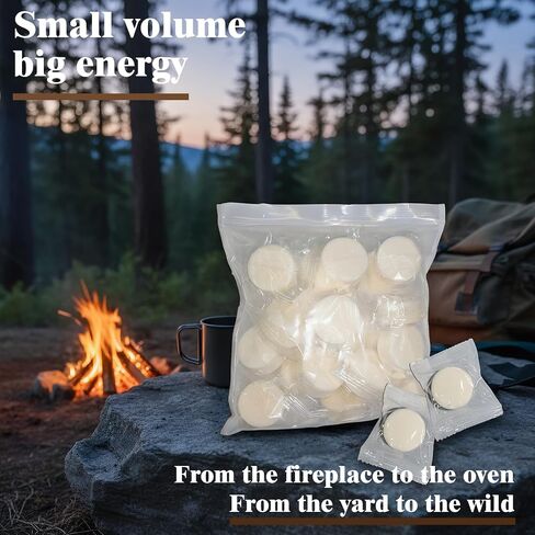 30 Solid Fuel Tablets Fire Starter, Quick Ignition for Grill, Stove, BBQ | Fireplaces, Campfires, Compact Dry Fuel Source for Indoor and Outdoor Use, Easy to carry in Saudi Arabia