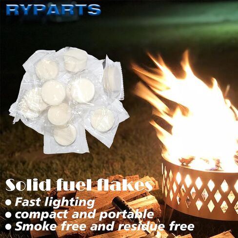 30 Solid Fuel Tablets Fire Starter, Quick Ignition for Grill, Stove, BBQ | Fireplaces, Campfires, Compact Dry Fuel Source for Indoor and Outdoor Use, Easy to carry in Saudi Arabia