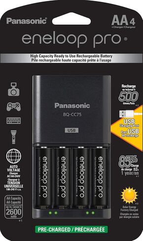 شاحن بطارية متطور من باناسونيك K-KJ75KHC4BA مع منفذ شحن USB وبطاريات 4AA eneloop pro عالية السعة قابلة لإعادة الشحن in Kuwait