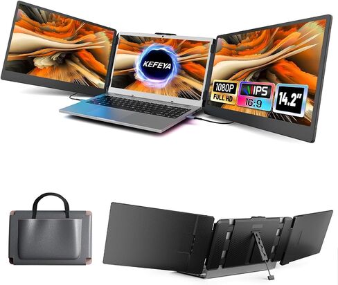 KEFEYA Laptop Screen Extender, 14.2" Portable Monitor for Laptop with Full HD IPS Display, Monitor Extender Compatible with Mac, Windows, Chrome, Fits 13-17 Inch Laptops in Saudi Arabia