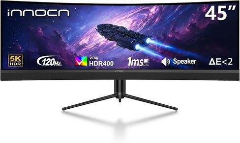 INNOCN 49" Curved Monitor Ultrawide Gaming 5K2K 120Hz 32:9 QHD 5120 x 1440P Computer Monitor, R1800, 99% sRGB, HDR400, USB Type C, DisplayPort, HDMI, Built-in Speakers, Height/Tilt Adjustable - 49C1R in Saudi Arabia