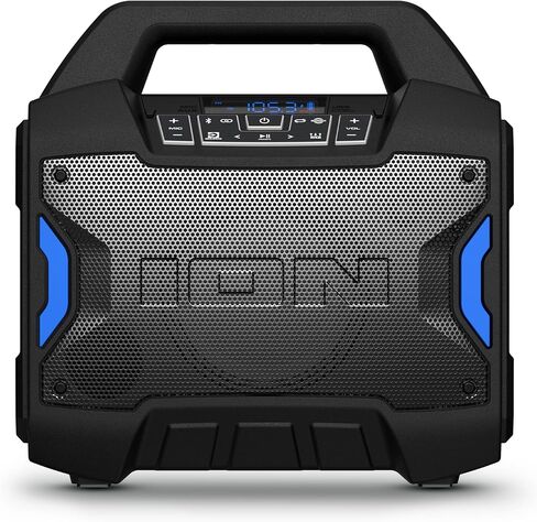 ION Block Rocker 120W Bluetooth Outdoor Speaker with Wheels | Water Resistant, Radio, Karaoke Mic, USB Charging, Stereo Linking, Bass Boost and App Control, for Parties and Outdoor Events in Kuwait