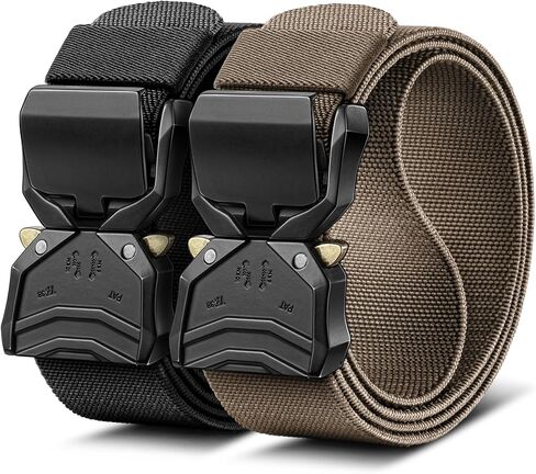 BULLIANT Men Stretch Tactical Web Belt MultiPack 1.5"-Adjustable Fit | Smooth Sliding | Adjustable for Precise Fit | Tailored Size | Rugged Nylon for Heavy Duty, Exercise,Hunting in Kuwait