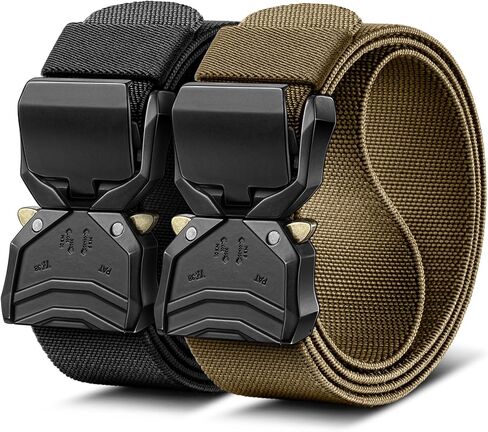 BULLIANT Men Stretch Tactical Web Belt MultiPack 1.5"-Adjustable Fit | Smooth Sliding | Adjustable for Precise Fit | Tailored Size | Rugged Nylon for Heavy Duty, Exercise,Hunting in Kuwait