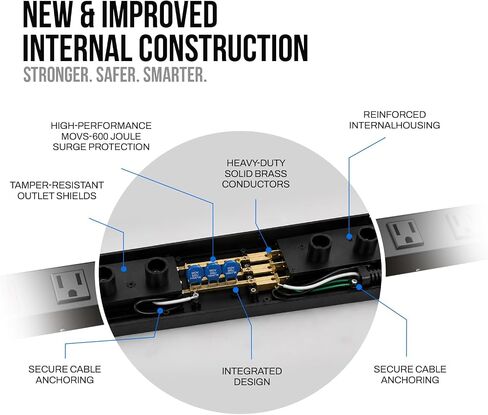 STANLEY SurgeMax Pro Metal Surge Protector Power Strip with 9 Outlets 600J Surge Protection 6 Ft Power Cord Durable Metal Housing Black in Kuwait
