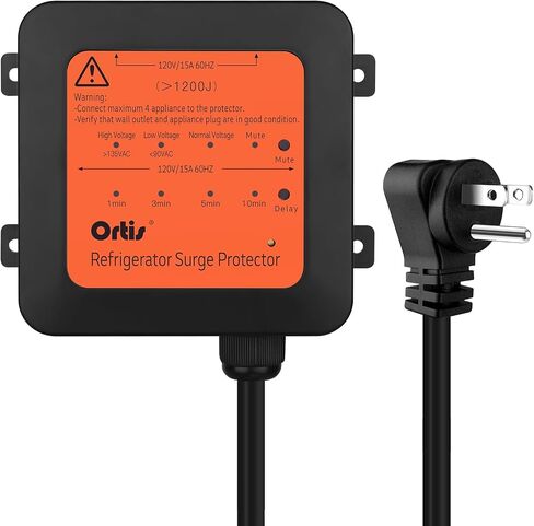 Ortis 4-Outlet Refrigerator Surge Protector with Time Delay, 1200J, Power Cord (1.3ft), Protects Against Spikes, Brownouts & Power Outages, Voltage Guard for Refrigerators 27 cu. ft. or More in Saudi Arabia