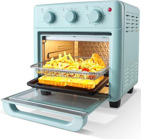 Novaspark Air Fryer Toaster Oven Combo, Retro Convection Oven Countertop,16QT Small Toaster Oven, 4-slices or 9" Pizza,Bake,Toast,Broil, Air Fry, Rapid Heating Mini Conventional Oven, Non-Stick, Blue in Saudi Arabia