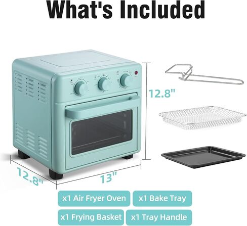 Novaspark Air Fryer Toaster Oven Combo, Retro Convection Oven Countertop,16QT Small Toaster Oven, 4-slices or 9" Pizza,Bake,Toast,Broil, Air Fry, Rapid Heating Mini Conventional Oven, Non-Stick, Blue in Saudi Arabia