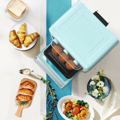 Novaspark Air Fryer Toaster Oven Combo, Retro Convection Oven Countertop,16QT Small Toaster Oven, 4-slices or 9" Pizza,Bake,Toast,Broil, Air Fry, Rapid Heating Mini Conventional Oven, Non-Stick, Blue in Saudi Arabia