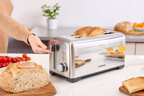 4 Slice Toaster, CUSIMAX Long Slot Toaster for Sourdough, Stainless Steel | High-Lift Quick Glance, Bagel, Defrost & Cancel, 9 Browning Levels, Extra-Long Slots Fit Artisan Bread & Thick Texas Toast in Saudi Arabia