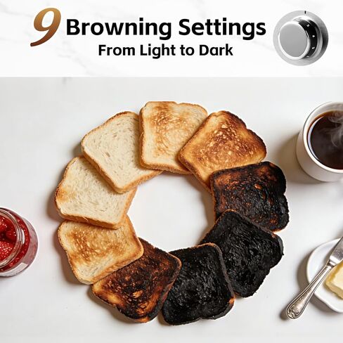 4 Slice Toaster, CUSIMAX Long Slot Toaster for Sourdough, Stainless Steel | High-Lift Quick Glance, Bagel, Defrost & Cancel, 9 Browning Levels, Extra-Long Slots Fit Artisan Bread & Thick Texas Toast in Saudi Arabia