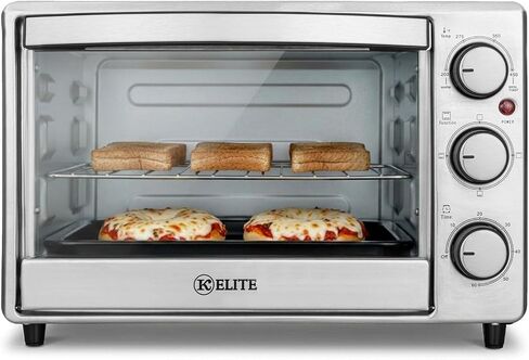 Kitchen Elite Toaster Oven, Compact Countertop Appliance with Bake Tray, Wire Rack, Adjustable Timer, and Temperature Control, Black in Saudi Arabia