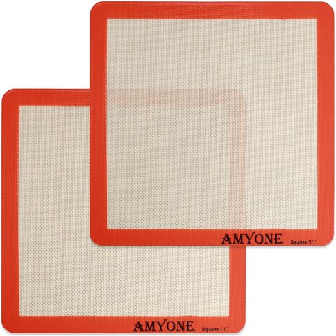 AMYONE 11x11 Silicone Baking Mat, Square Air Fryer Liner, Platinum, 2 Pack | For 11x11 Square Cake Pan/Cheesecake Pan/Toaster Oven/XL Air Fryer, Food Grade Silicone Baking Sheet Liner for Cake/Cookie in Saudi Arabia