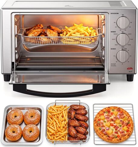 23 QT Air Fryer Toaster Oven, 12-in-1 Convection Oven Countertop | Airfry, Toast, Rotisserie, Dehydrate, Bagel, Bake, Broil, Stainless Steel, Fits 12" Pizza, PFAS Free, BPA-Free, Easy to Clean in Saudi Arabia