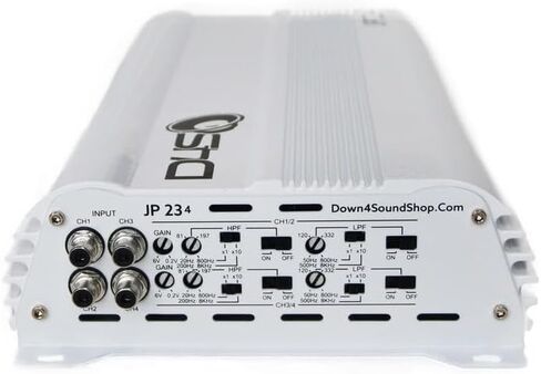DOWN4SOUND JP234 White Gloss | 2000W 4-Channel Class D Car Audio Amplifier, 234W x 4 @ 14.4V - 4 ohms, 334W x 4 @ 14.4V - 2 ohms, Multi-Speaker System in Saudi Arabia
