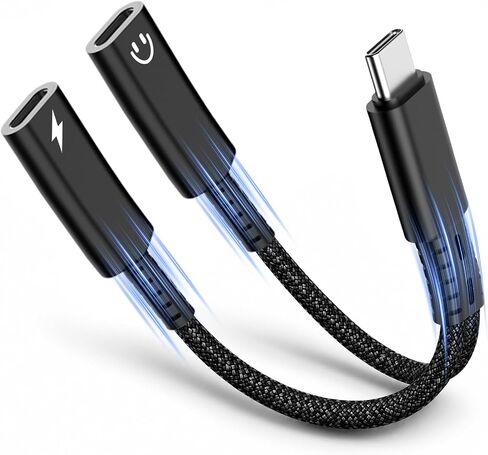USB C Splitter 1 in 2 Out, Dual USBC Splitter with Charger & Headphone | USB-C Audio Adapter with PD 60W Fast Charging, Type C Dongle Cable for Apple iPhone 15 16 17/iPad Pro/Pixel/Galaxy in Saudi Arabia