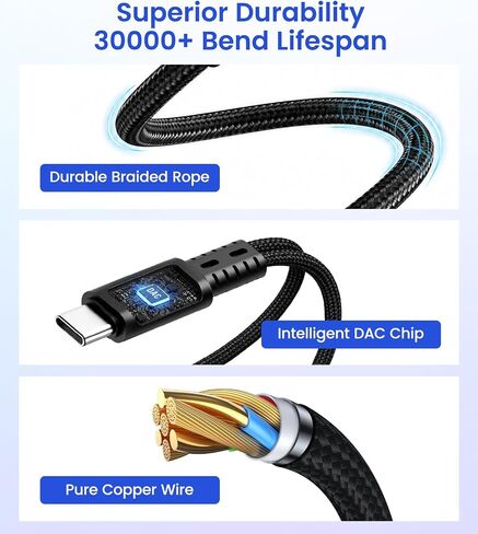 USB C Splitter 1 in 2 Out, Dual USBC Splitter with Charger & Headphone | USB-C Audio Adapter with PD 60W Fast Charging, Type C Dongle Cable for Apple iPhone 15 16 17/iPad Pro/Pixel/Galaxy in Saudi Arabia