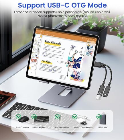 USB C Splitter 1 in 2 Out, Dual USBC Splitter with Charger & Headphone | USB-C Audio Adapter with PD 60W Fast Charging, Type C Dongle Cable for Apple iPhone 15 16 17/iPad Pro/Pixel/Galaxy in Saudi Arabia
