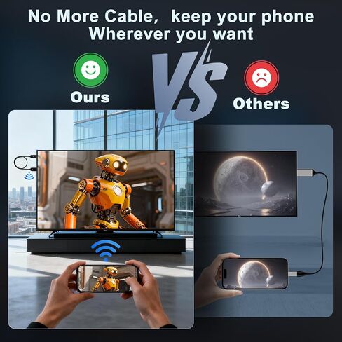 Wireless HDMI Display Adapter, 4K Decoding 1080P@60Hz Screen Mirroring Cable, Plug and Play No WiFi/App/Bluetooth, 5G Dual Band AirPlay Miracast Dongle for iPhone Android PC to TV Projector Monitor in Saudi Arabia