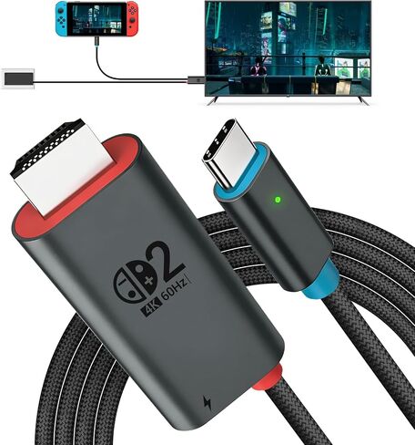 for Switch 2 Dock HDMI Adapter, 4K@60Hz TV Output, PD 100W USB-C Fast Charging, Type-C to HDMI Cable Compatible with Switch 2/OLED/Steam Deck/ROG Ally/Laptops/Phones in Saudi Arabia