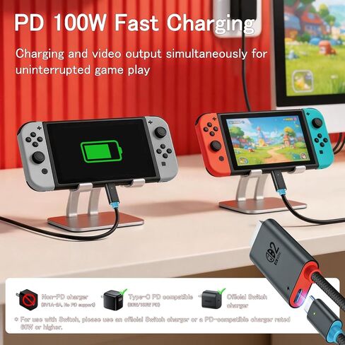 for Switch 2 Dock HDMI Adapter, 4K@60Hz TV Output, PD 100W USB-C Fast Charging, Type-C to HDMI Cable Compatible with Switch 2/OLED/Steam Deck/ROG Ally/Laptops/Phones in Saudi Arabia